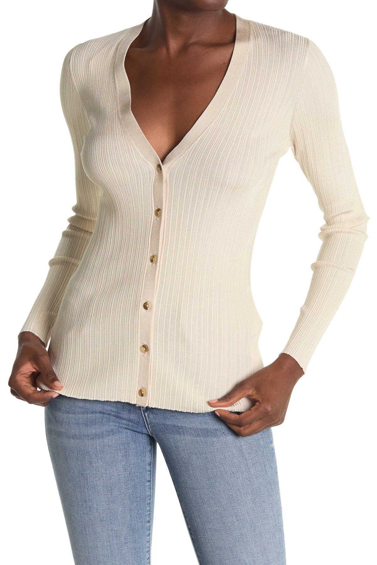v neck ribbed cardigan