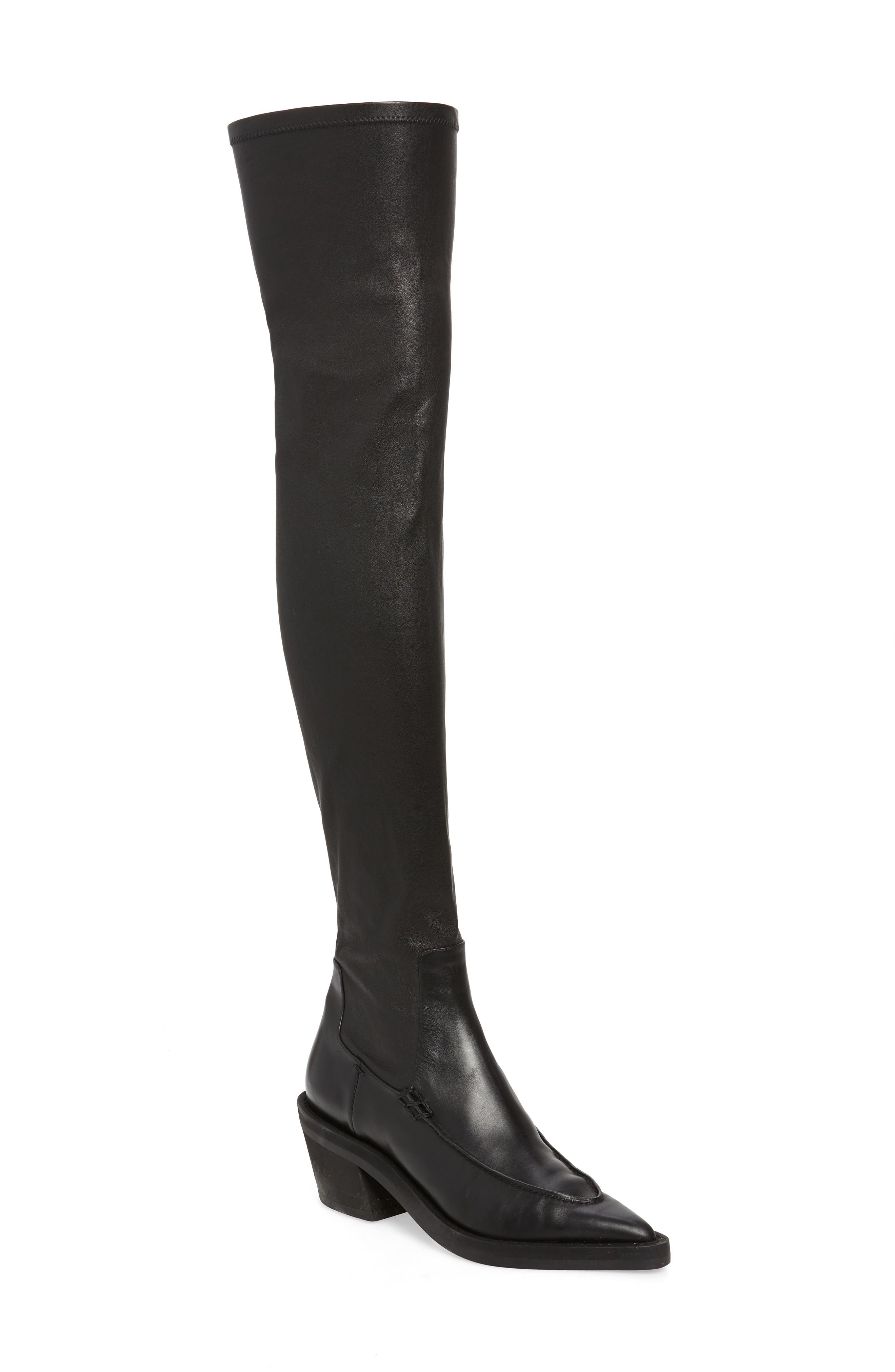 Womens Thigh High Riding Boots Over The Knee Flat Block Low Heel Booties Shoes 