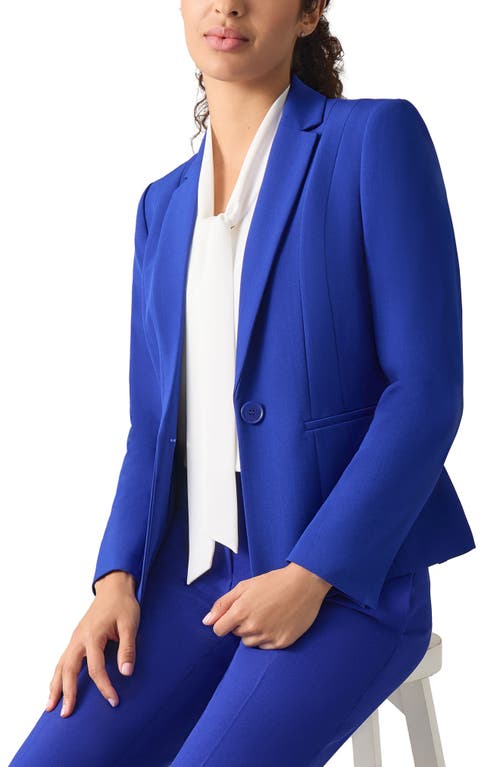 Kasper Rolled Cuff Three Quarter Sleeve Blazer In Royal Signature