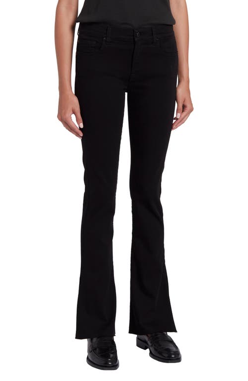 Tailorless Raw Hem Mid Rise Bootcut Jeans in Rinsed Black