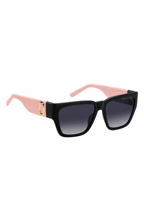 Marc Jacobs 57mm Gradient Rectangular Sunglasses In Black Pink/dark Grey Sf