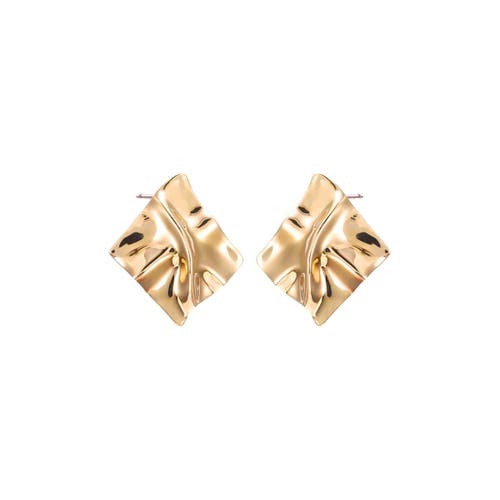 Shop Adina Eden By  Fluid Square Shape Drop Stud Earring In Gold