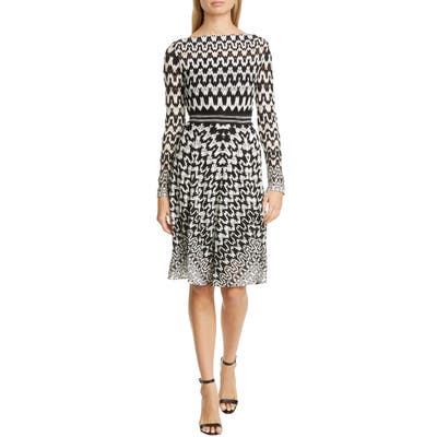 Missoni Zigzag Long Sleeve Fit & Flare Dress, US / 46 IT - Black
