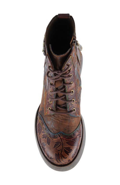 L'artiste By Spring Step Harmanni Wingtip Lace-up Bootie In Brown Multi