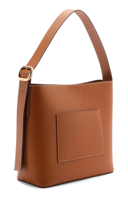 Shop Mango Leather Shopper Tote In Brown