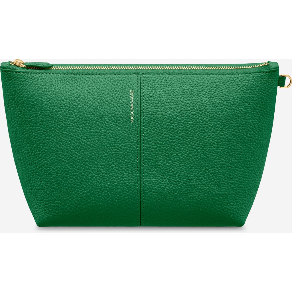 Maison De Sabre Maison De Sabré Medium Leather Flaire Pouch In Emerald Green