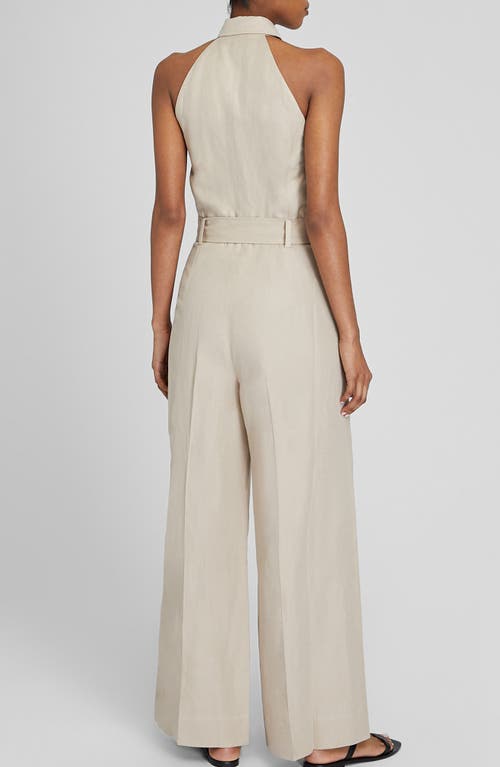 Club Monaco Belted Sleeveless Jumpsuit In 230 - Tan/tan