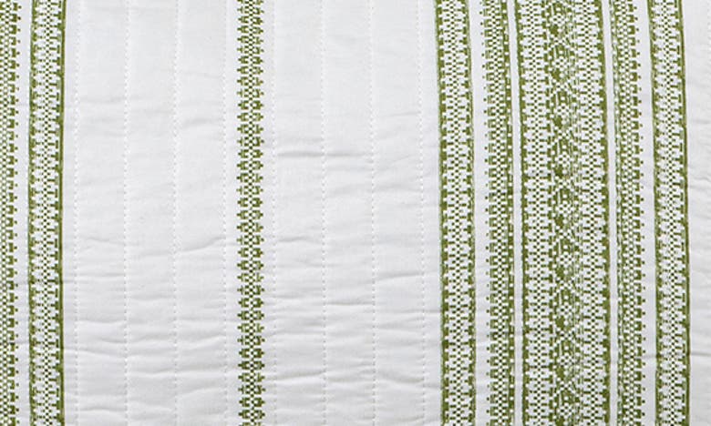 Woven & Weft Farmhouse Stripe Quilt & Sham Set In White / Green