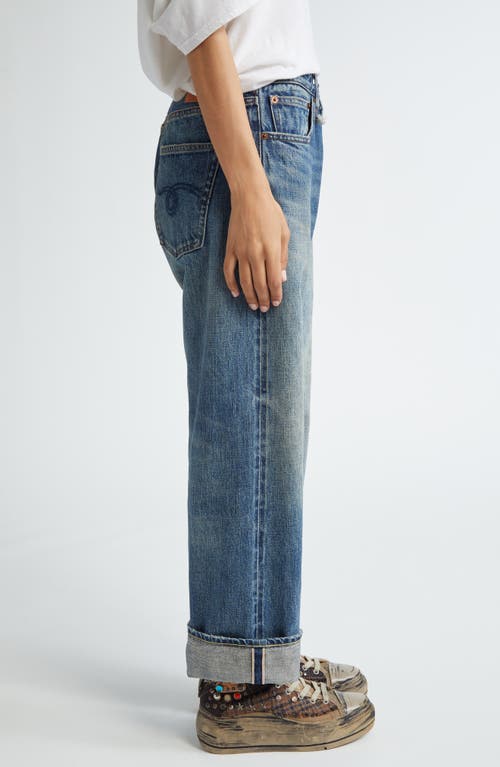 Shop R13 Cuff Ex-boyfriend Jeans In Aspen Selvedge Blue