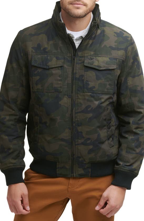 Dockers Quilted Lined Flight Bomber Jacket In Camo