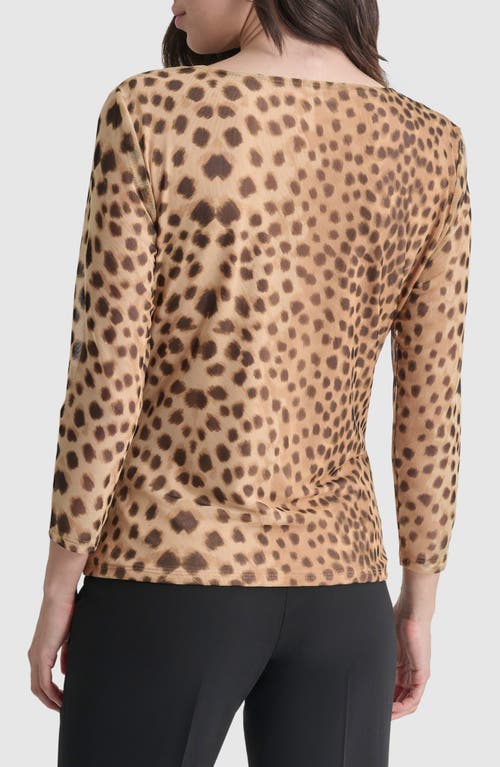 Shop Dkny Print Surplice Mesh Top In Cheetah Repeat