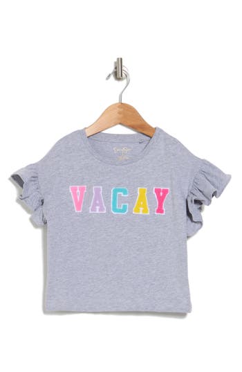 Jessica Simpson Kids' Flutter Sleeve Graphic T-shirt In Burgundy