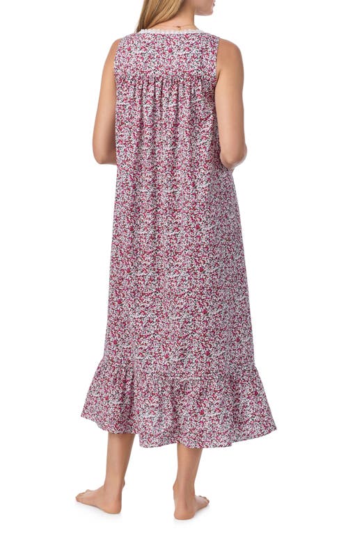 Shop Eileen West Sleeveless Cotton Lawn Ballet Nightgown In White/floral