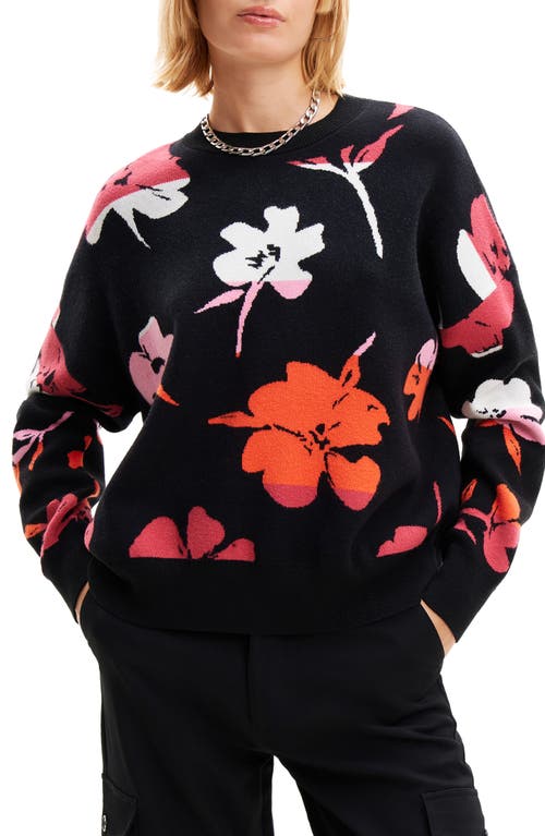 Jers Luce Floral Jacquard Sweater in Black
