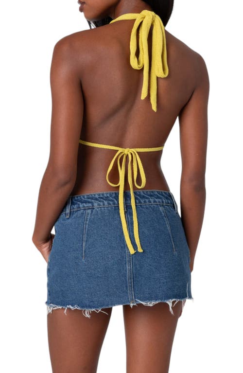 EDIKTED EDIKTED CARAWAY SPLIT FRONT OPEN BACK RIB HALTER TOP