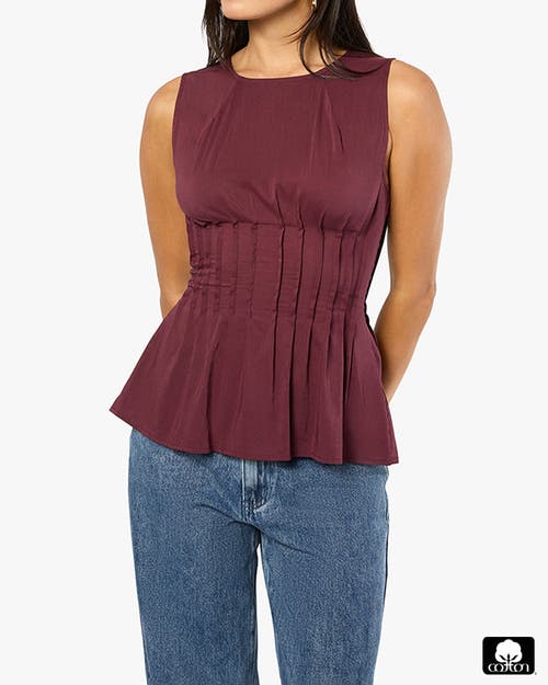 Shop Weworewhat Pleated Peplum Top In Eggplant