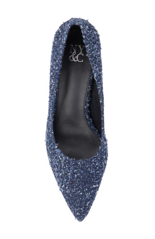 New York And Company Belle Reptile Embossed Pump In Navy Boucle