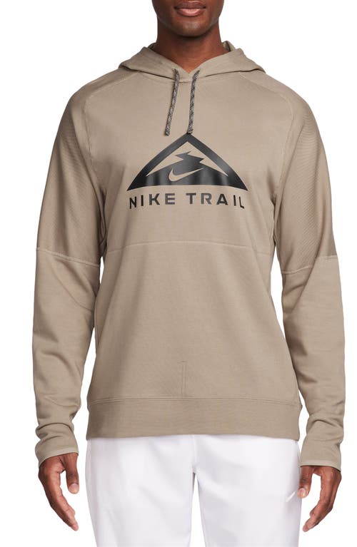 Shop Nike Dri-fit Trail Running Hoodie In Khaki/khaki/black