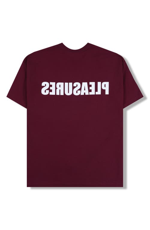 Shop Pleasures Security Cotton Graphic T-shirt In Burgundy