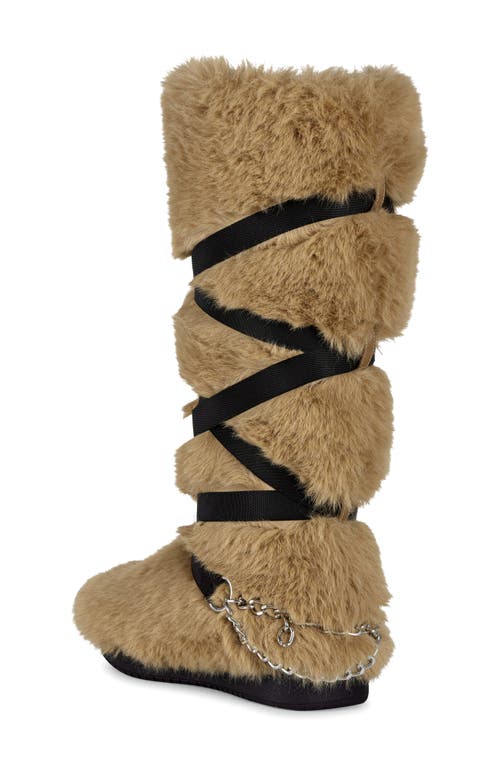 Azalea Wang Tzila Faux Fur Knee High Boot In Tan