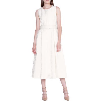 Akris Floral Jacquard Midi Dress, White