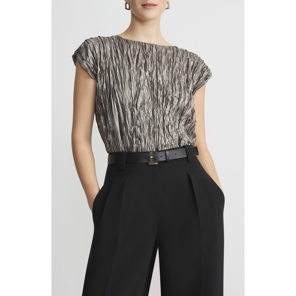 Lafayette 148 Crinkled Metallic Blouse In Metallic