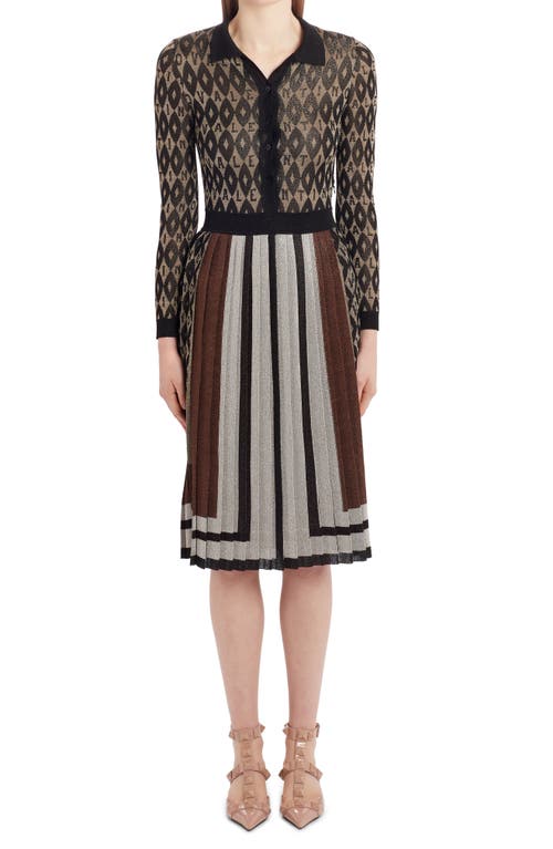 Valentino Archive Foulard Print Sweater Dress In Brown
