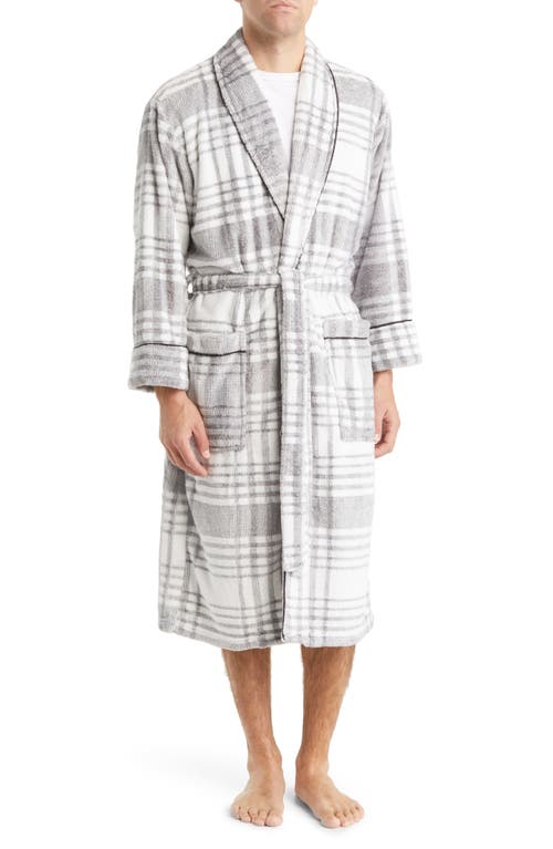 Daniel Buchler Plaid Fleece Robe in Grey