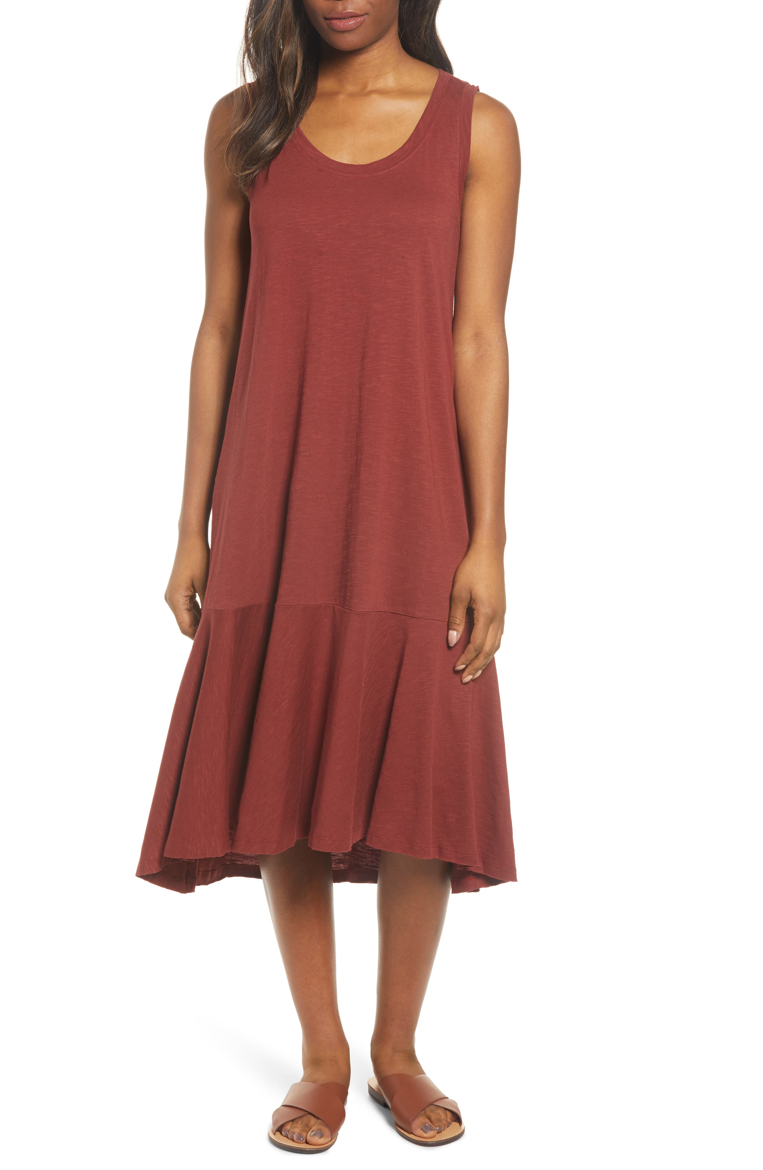 Caslon Drop Waist Jersey Dress, Burgundy