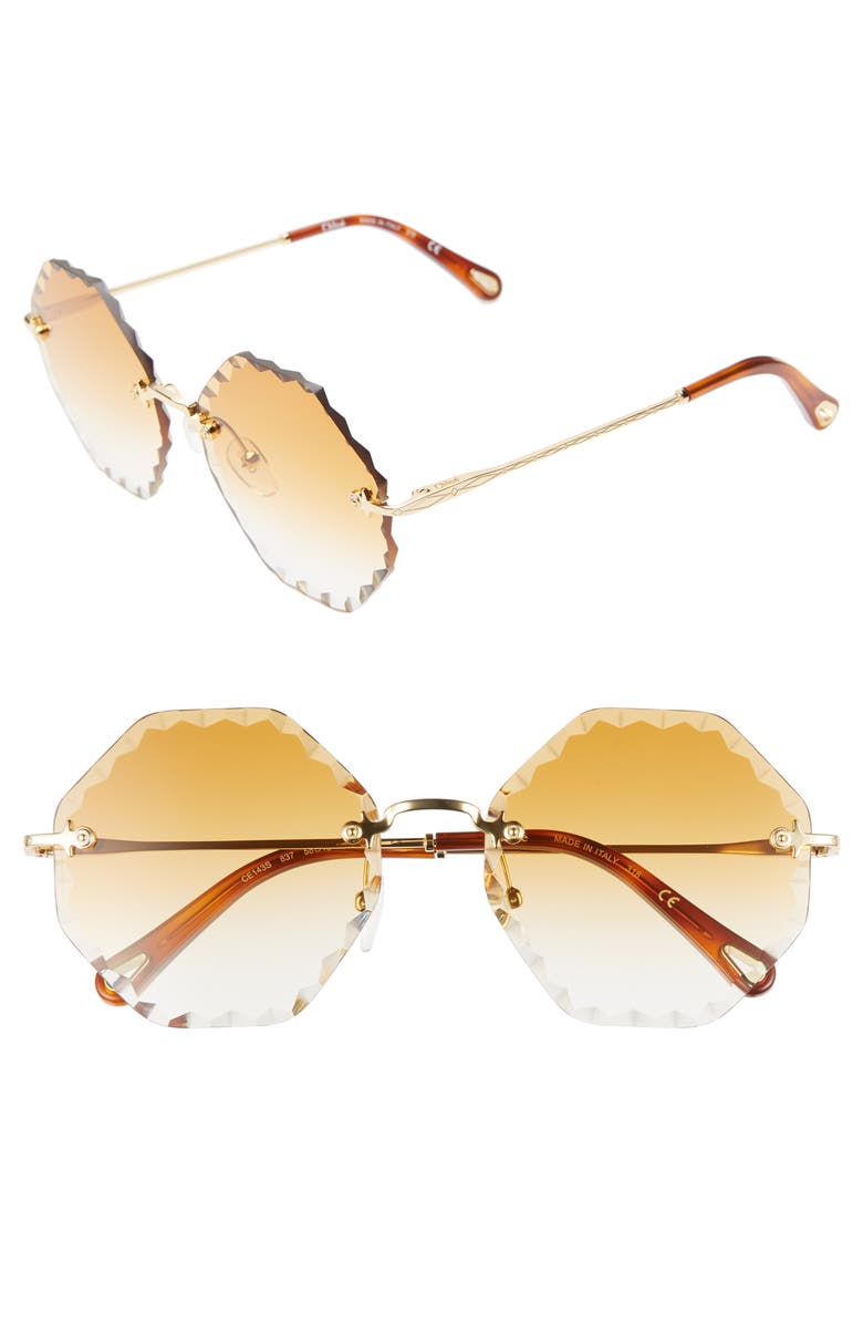 Chloé Rosie 58mm Gradient Octagonal Rimless Sunglasses | Nordstrom