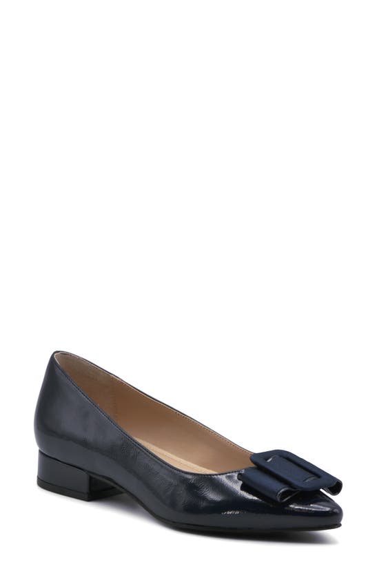 Adrienne Vittadini Pender Pointed Toe Flat In Navy Patent