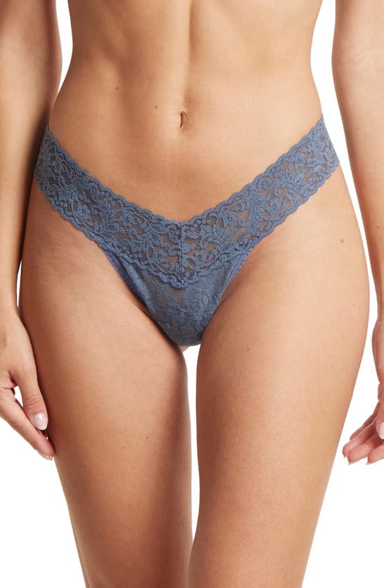 Shop Hanky Panky Signature Lace Low Rise Thong In Tour Guide Blue