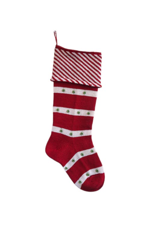 Melange Collection Diagonal Stripe Cuff Stocking In Red