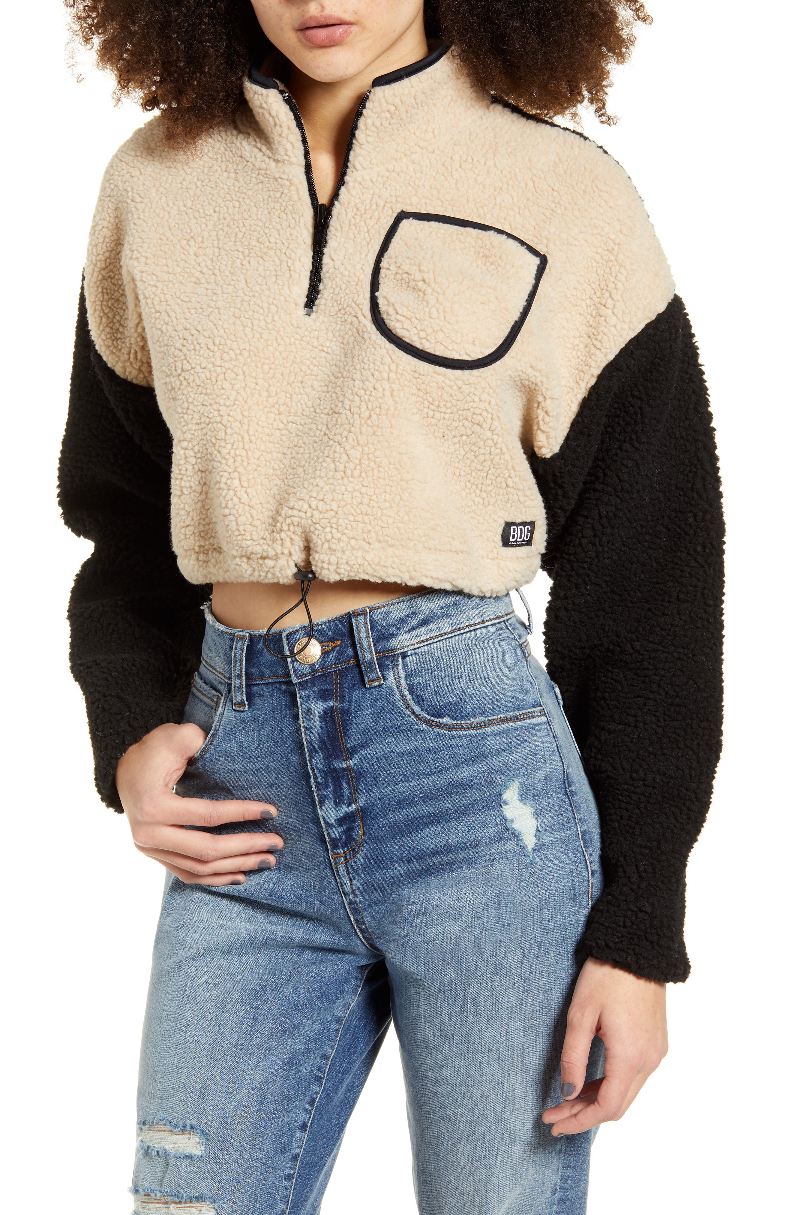 cropped teddy fleece