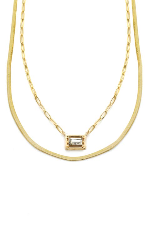 Crystal Layered Chain Necklace