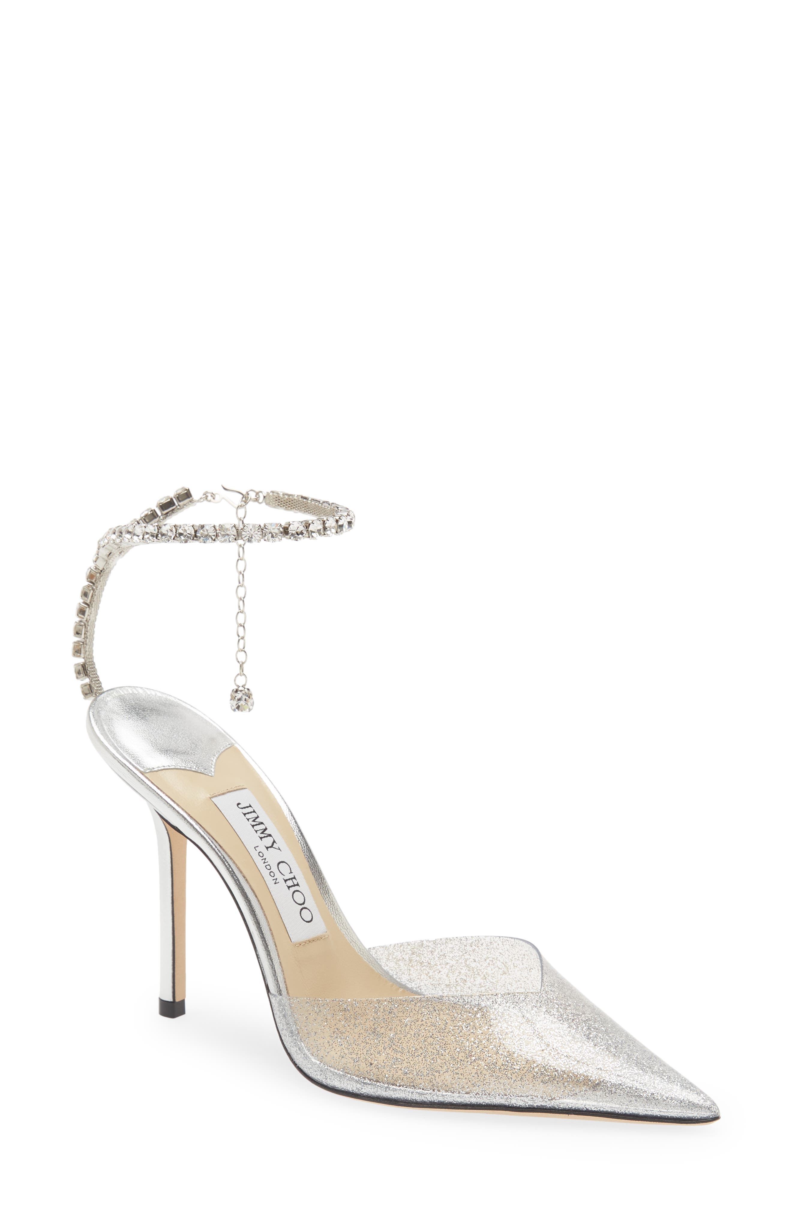 Jimmy Choo silver Saeda pumps