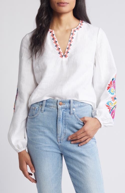 Bonnie Floral Embroidered Top in White Multi Floral