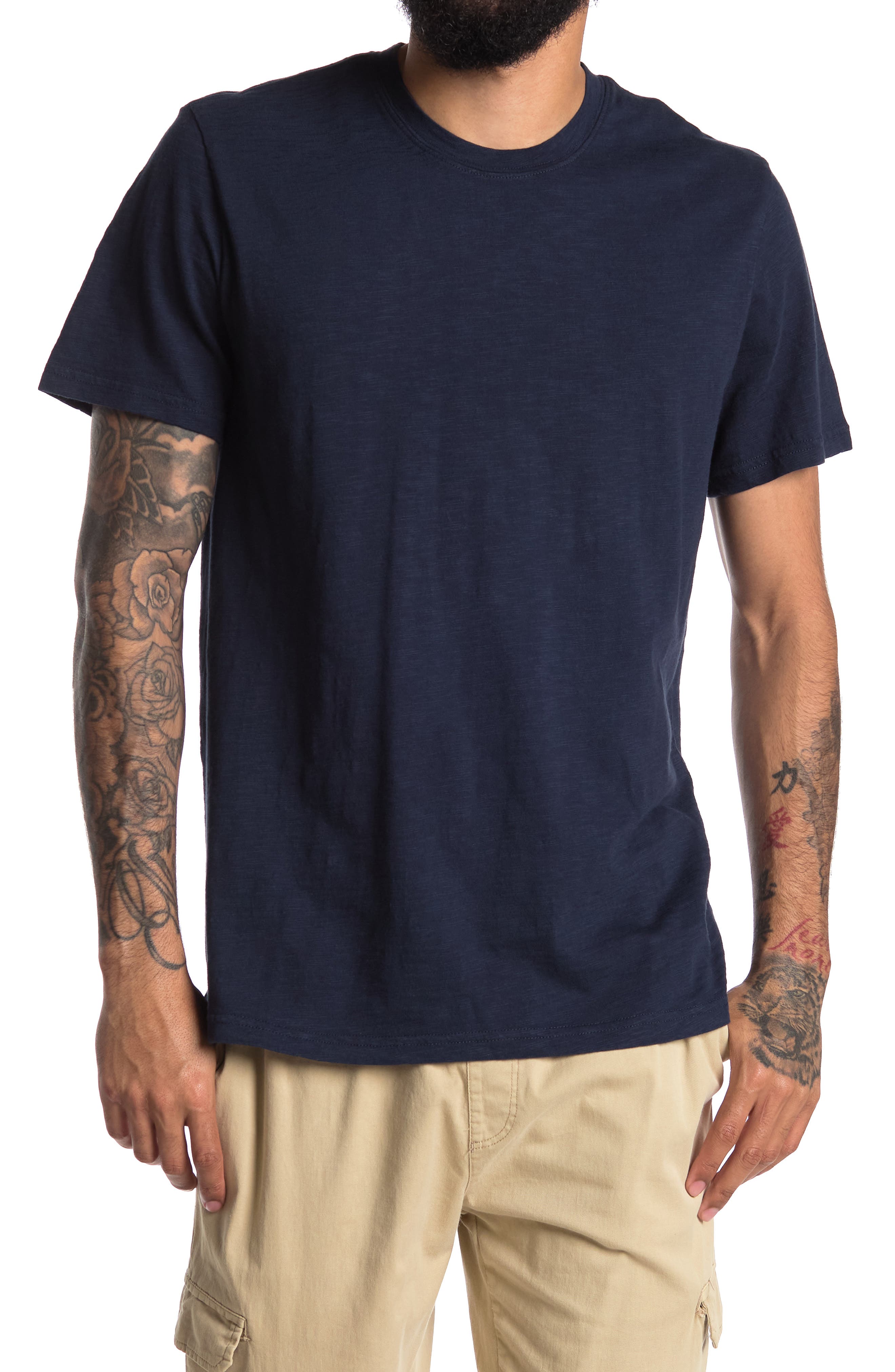 14th & Union Short Sleeve Slub Crew Neck T-shirt In Navy Blazer
