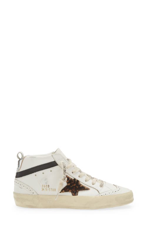 Shop Golden Goose Mid Star Sneaker In White/leopard