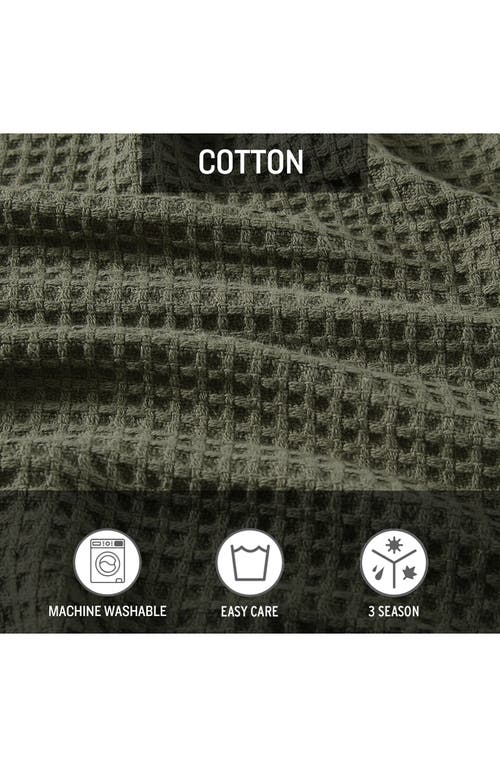 Eddie Bauer Waffle Knit Throw Blanket In Medium Green