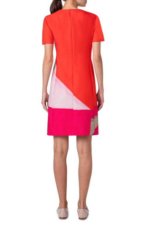 Shop Akris Spectra Print Cotton & Silk Blend Double Face Dress In Poppy-multicolor