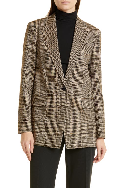 BOSS Jocalua Houndstooth Jacket Camel Fantasy at Nordstrom,