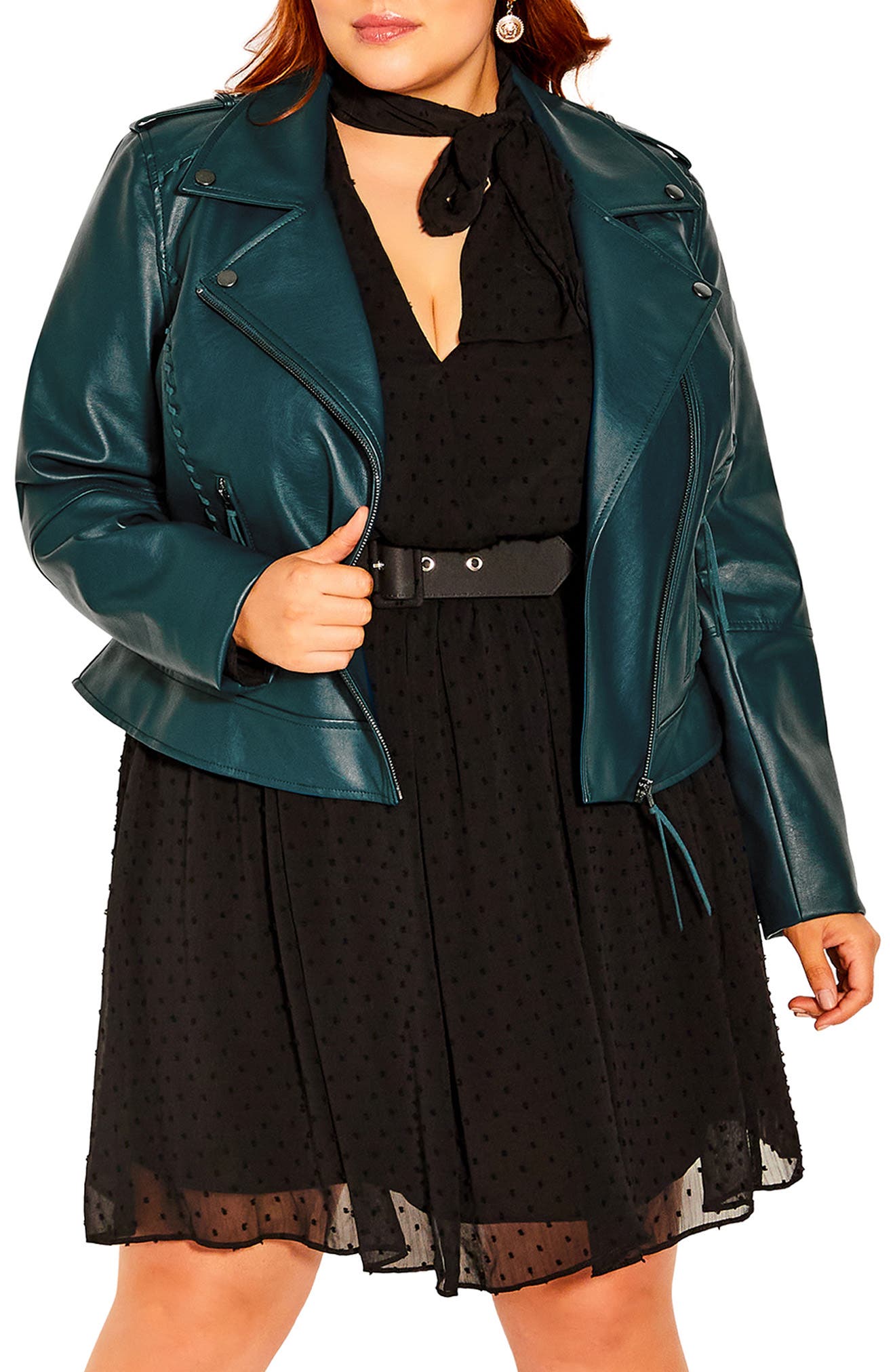 plus size blue moto jacket