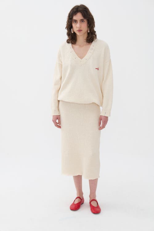 Shop Nocturne V-neck Knit Sweater In Ivory