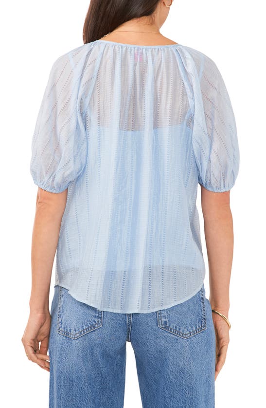 Shop Vince Camuto Puff Sleeve Jacquard Gauze Top In Airy Blue