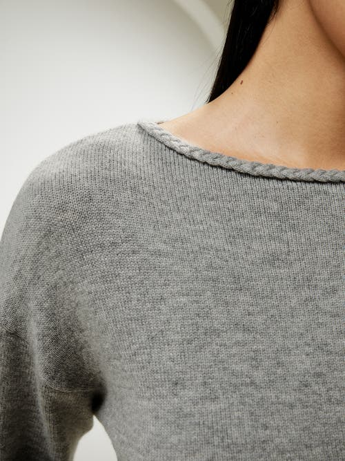 LILYSILK LILYSILK BRAIDED COLLAR WOOL AND CASHMERE BLEND SWEATSHIRT 