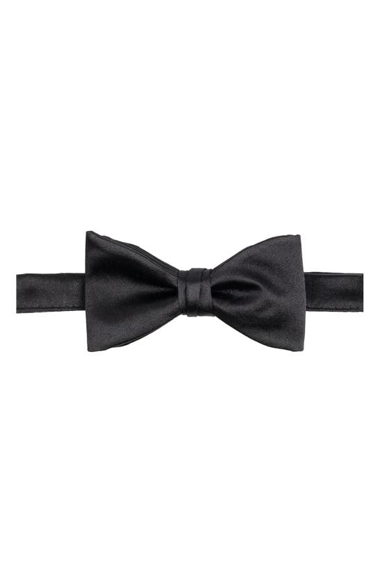 Construct Solid Satin Pre-tied Bow Tie In Noir