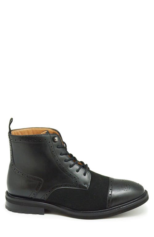 La Milano Questo Brogue Combat Boot In Black