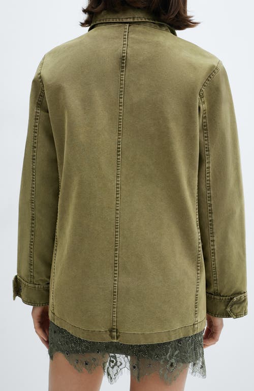 Mango Caracas Overshirt In Khaki Green