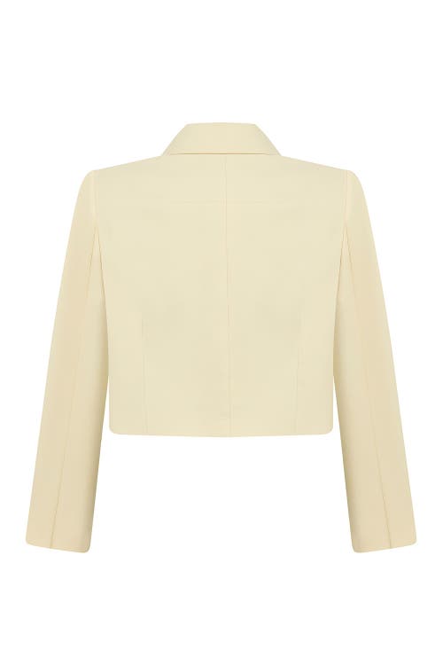 Shop Nocturne Shoulder Pad Crop Jacket In Light Beige